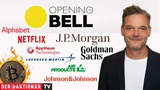 DJ Industrial Average: Opening Bell: Wall Street startet neue Handelswoche im Minus; Bitcoin‑Rally, Q2‑Zahlen‑Saison, Netflix, JPMorgan, Goldman Sachs, RTX, Lockheed Martin, Alphabet, Air Products, Netflix im Fokus