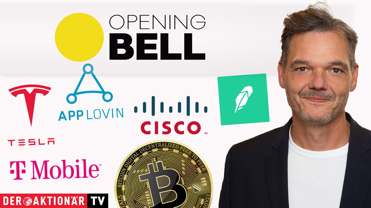 Opening Bell: Wall Street startet im Plus; Bitcoin, Robinhood, Cisco, Crocs, Tesla, Intel, AppLovin, Coca-Cola, Super Micro im Fokus