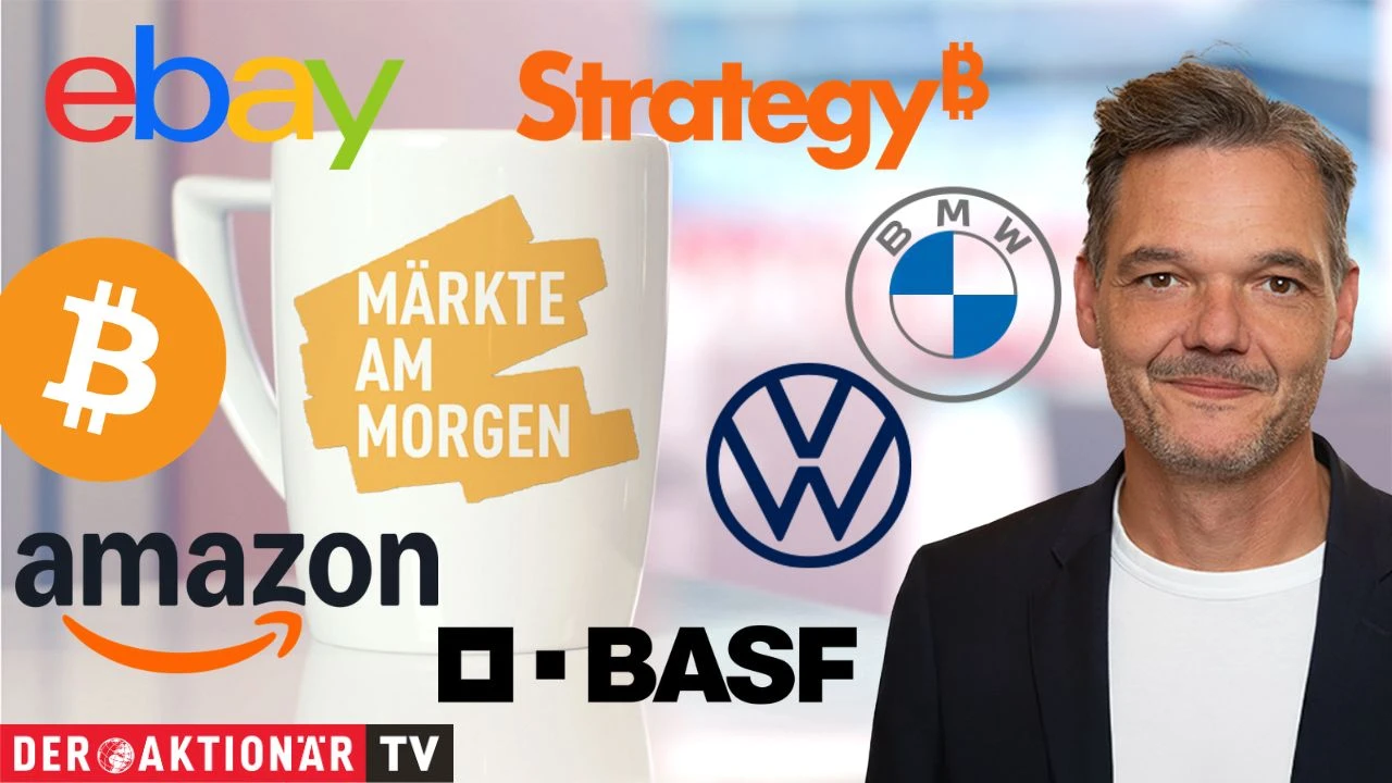 Märkte am Morgen: DAX startet im Plus; Bitcoin, Strategy, Ebay, Volkswagen, BASF, SAP, BMW im Fokus