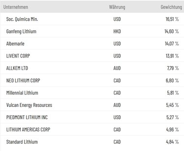 Elf Unternehmen, die auf verschiedene Weise am Lithium-Boom beteiligt sind.