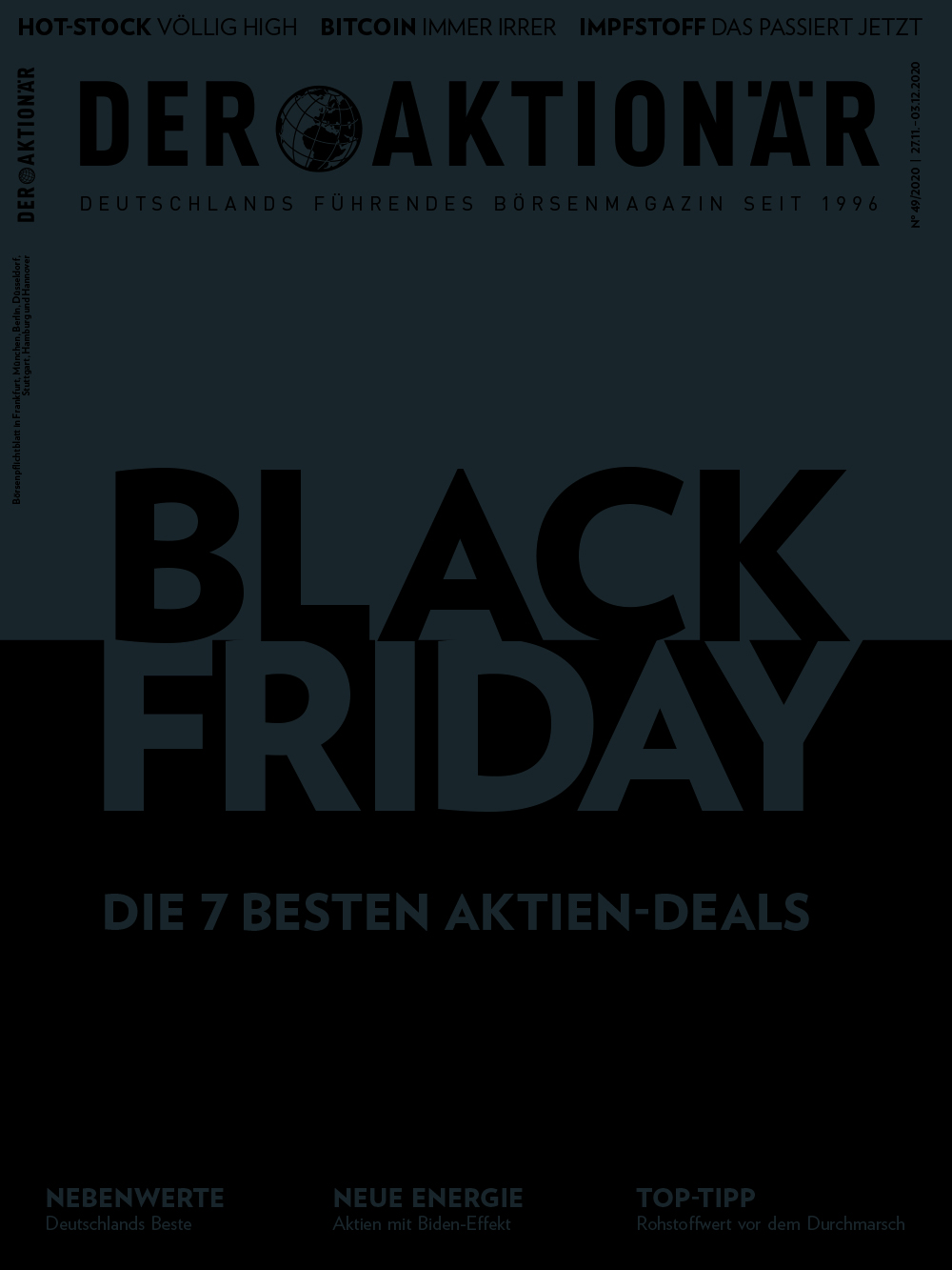 DER AKTIONÄR November/Dezember 2020: Black Friday – Die 7 besten Aktien-Deals