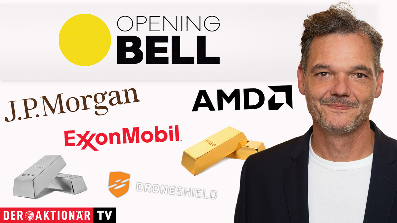 Opening Bell: US-Börsen starten mit Verlusten; JPMorgan, Microsoft, Gold, Silber, Pan American Silver, AMD, ExxonMobil, Droneshield im Fokus