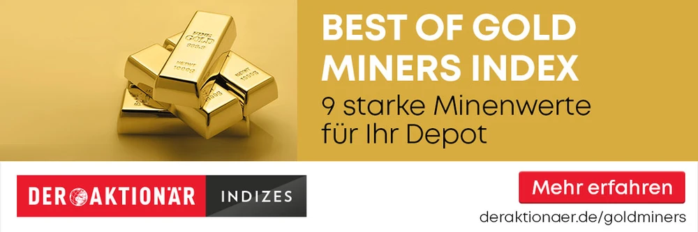 Banner DER AKTIONÄR Index Best of Gold Miners - 9 starke Minenwerte