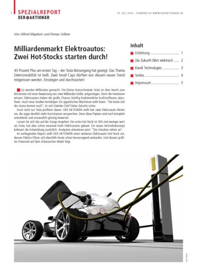 Milliardenmarkt Elektroautos