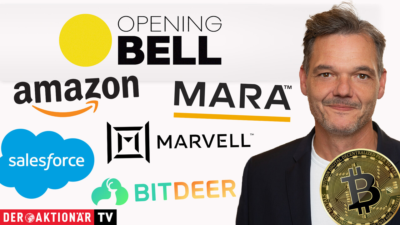 Opening Bell: Wall Street-Investoren legen Pause ein; Bitcoin, Mara Holdings, Bitdeere, Coinbase, Marvell Technology, Salesforce, Amazon im Fokus