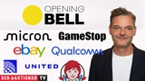 DJ Industrial Average: Opening Bell: Tech‑Rally nach Micron‑Zahlen; Qualcomm, United Airlines, Gamestop, Ebay, Hertz Global, Wendy's, SpaceX im Fokus 