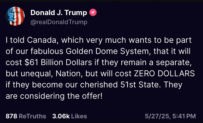 Post von Donald Trump auf Truth Social