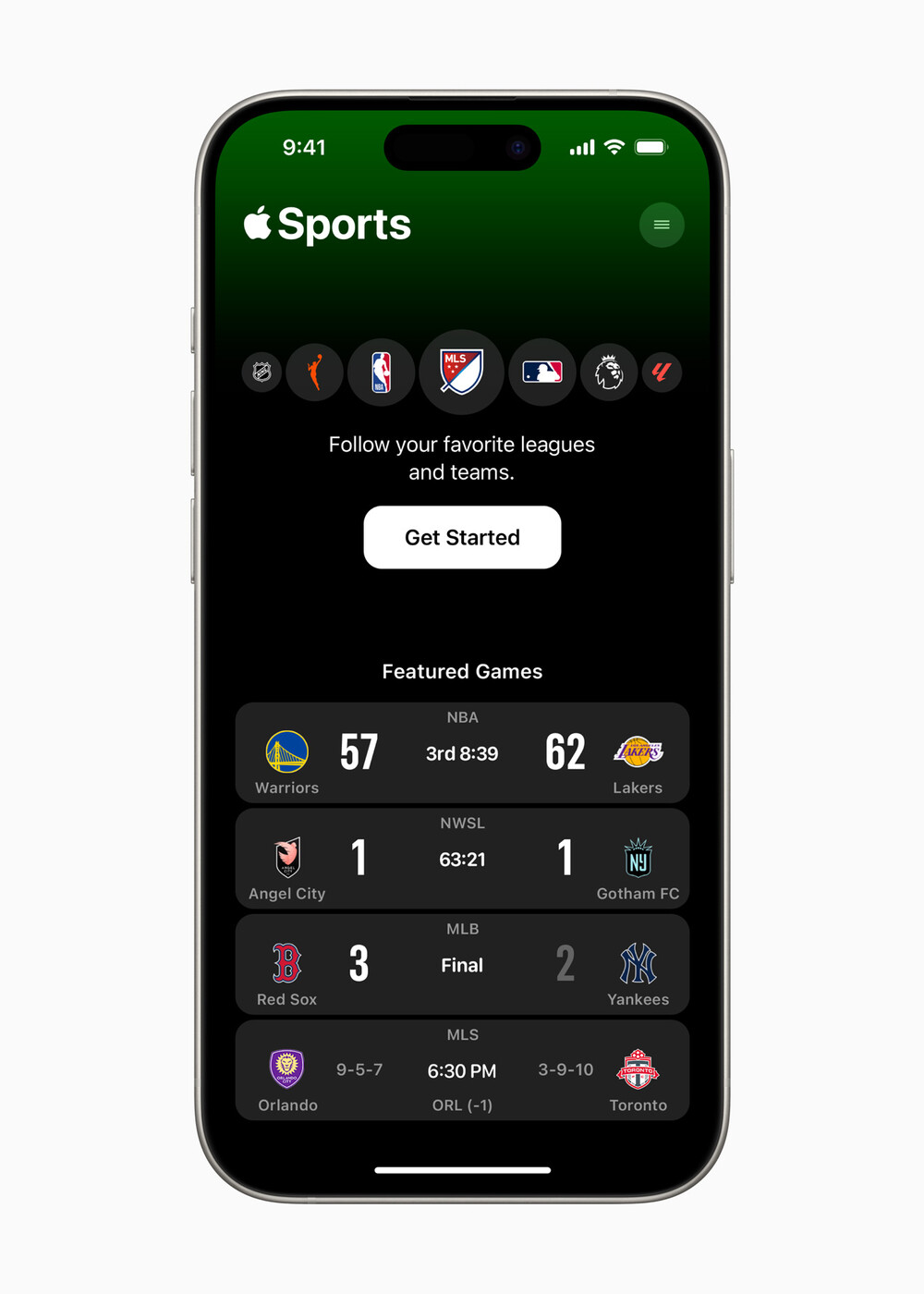 Screenshot Apple Sports