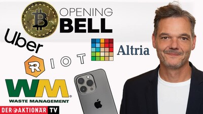 Opening Bell: Wall Street vor starkem Handelsstart - Bitcoin, Marathon Digital, Riot Platforms, Uber, Apple, Altria, Waste Management