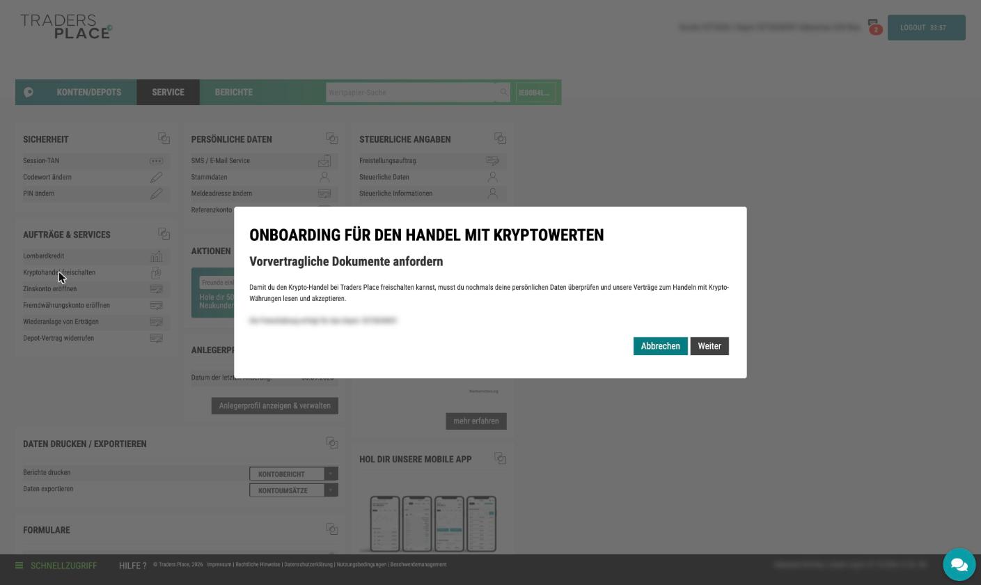Kryptohandel bei Traders Place freischalten