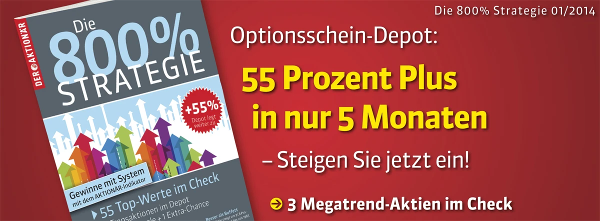 Die 800%-Strategie: Depot jetzt schon 55 Prozent im Plus – Lieblings-Aktie mit Kaufsignal + Extra-Chance auf 250 Prozent