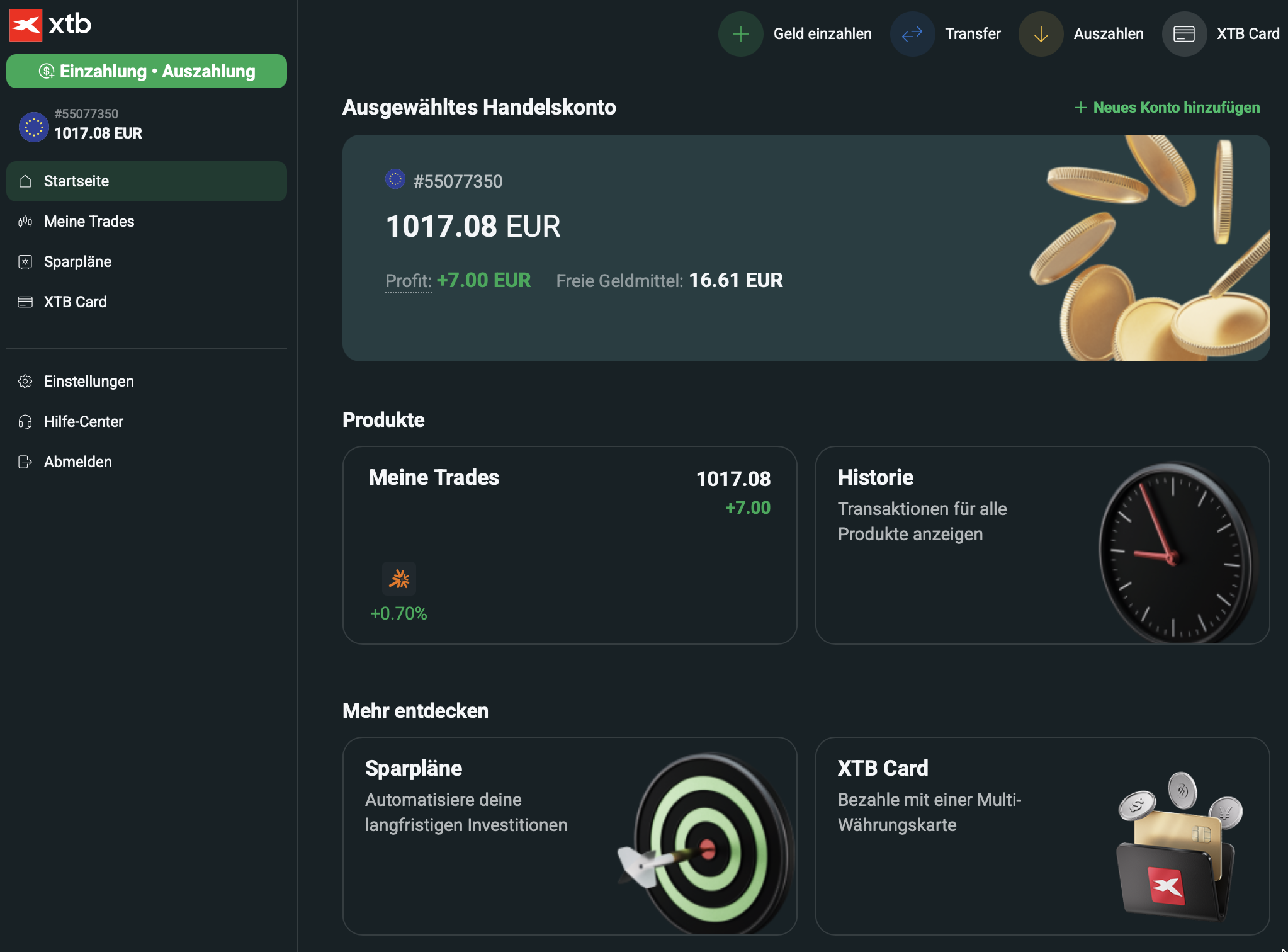 XTB Handelsdashboard