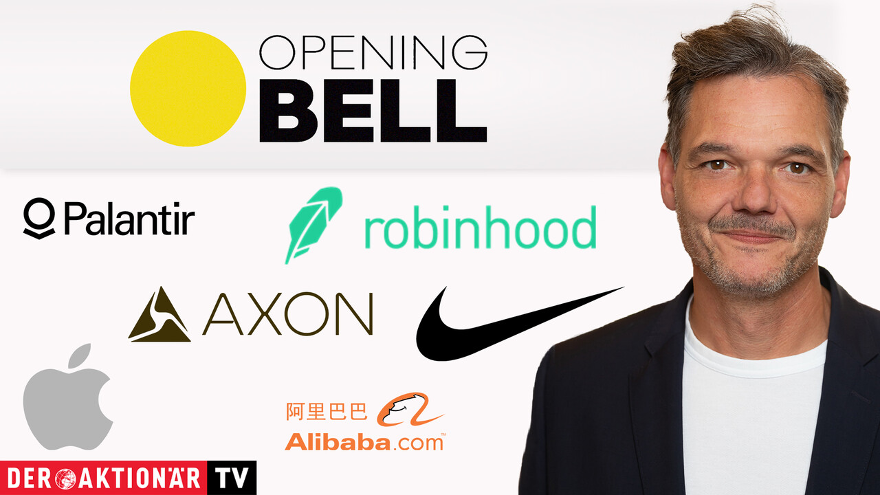 Opening Bell: Wall Street nach Freitagsverlusten im Plus; Nike, Palantir, Apple, Robinhood, Axon Enterprise, Alibaba im Fokus