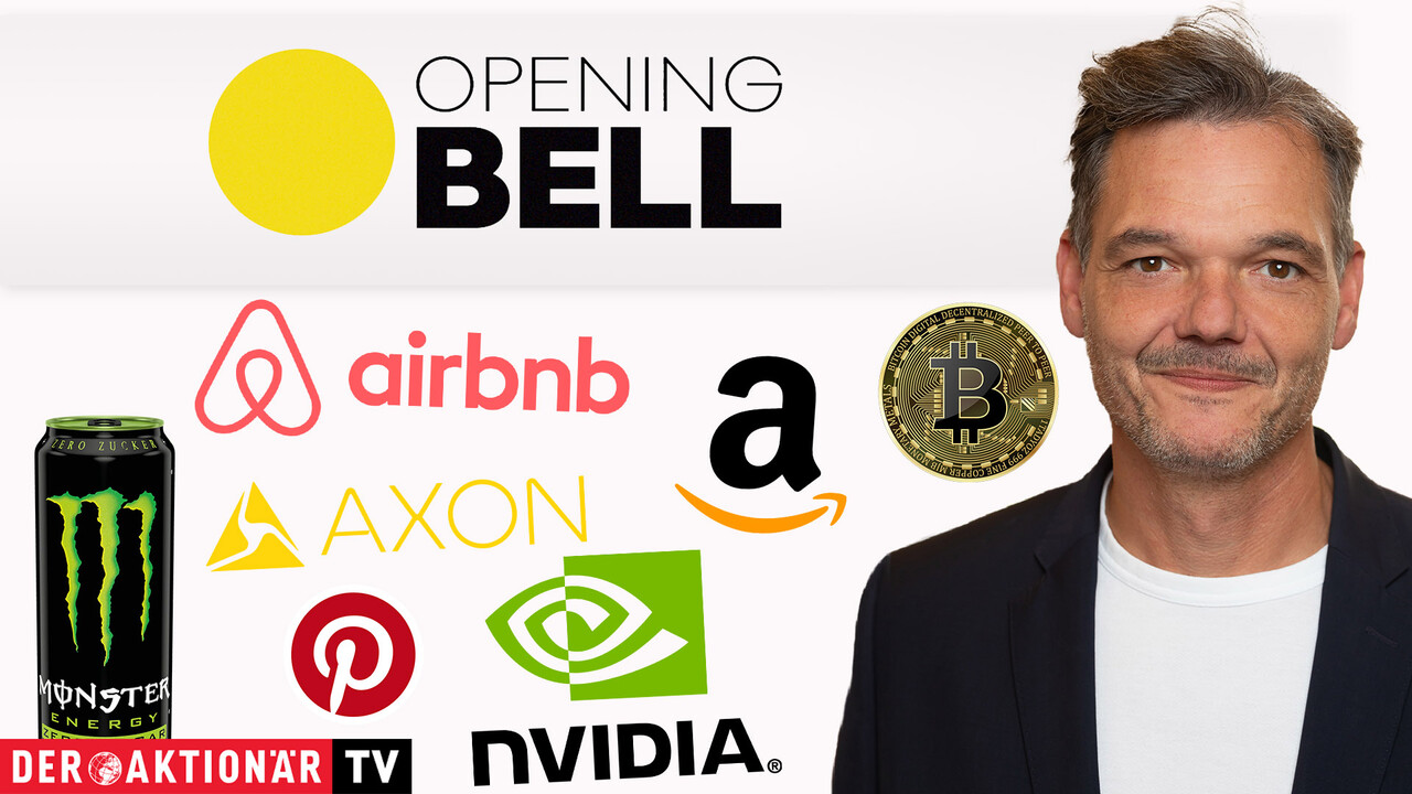 Opening Bell: Wall Street mit ruhigem Auftakt; Rally bei Axon Enterprise, Bitcoin, Airbnb, Monster Beverage, Pinterest, Nvidia, Amazon im Fokus