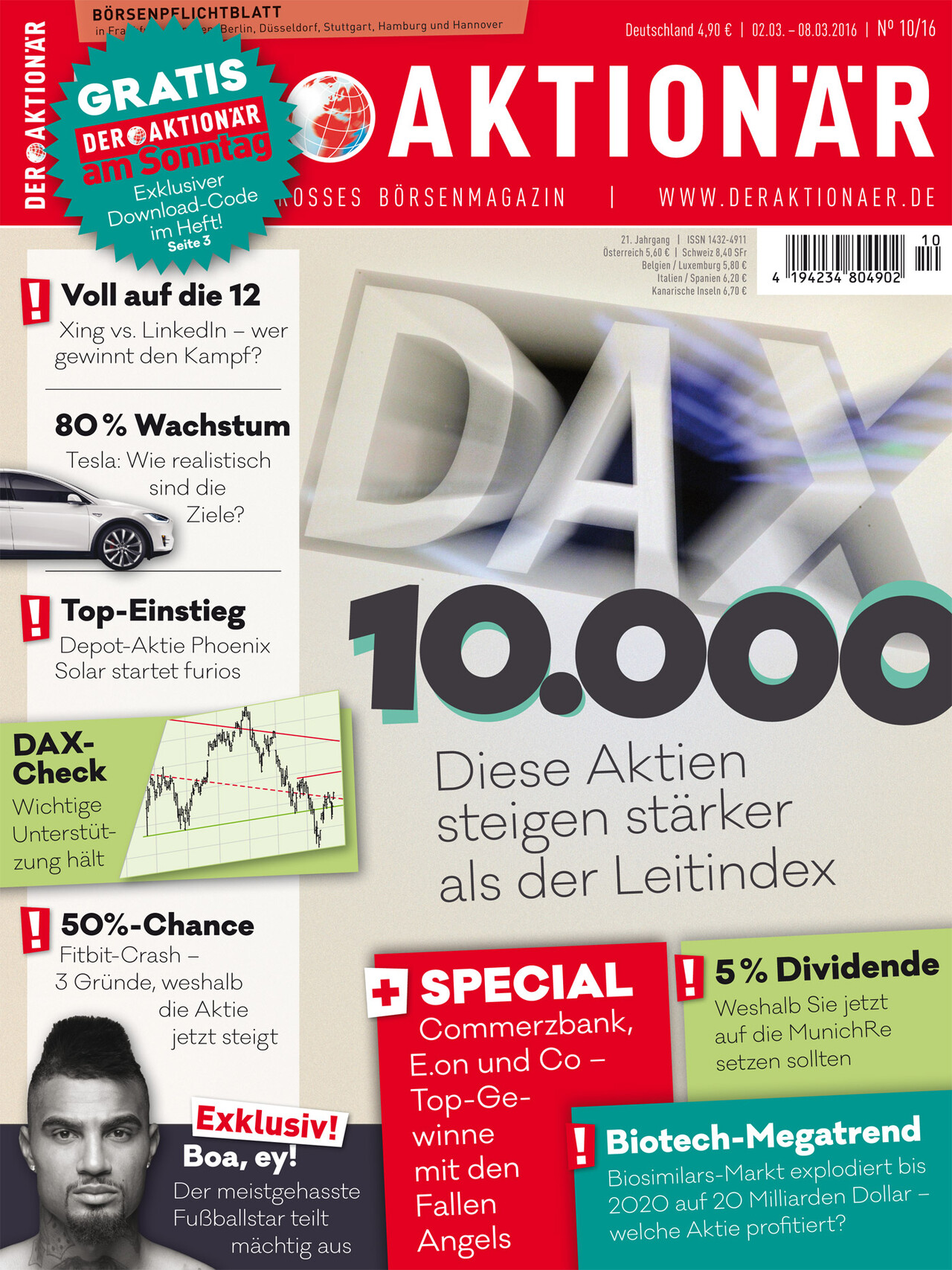 DAX 10.000 - Diese Aktien steigen stärker als der Leitindex +++ Tesla 80% Wachstum: Wie realistisch sind diese Ziele? +++ Voll auf die 12: Xing vs. LinkedIn - wer gewinnt den Kampf? +++ 5% Dividende: Weshalb Sie jetzt auf Munich Re setzen sollten