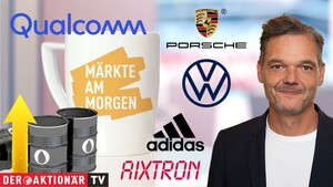 Märkte am Morgen: DAX startet im Minus; Brent, Qualcomm, Volkswagen, Porsche, Adidas, Aixtron, MunichRe im Fokus 
