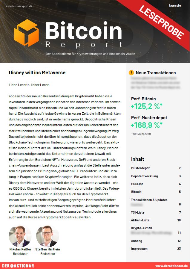 Cover der Leseprobe des Bitcoin Report