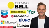 DJ Industrial Average: Opening Bell: Wall Street startet im Minus; Broadcom, Microsoft, UnitedHealth, Nutrien, Chevron, Dollar General im Fokus