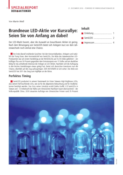 Brandneue LED-Aktie zündet jetzt