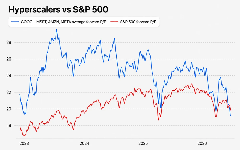 PE/ Hyperscaler vs S&P 500