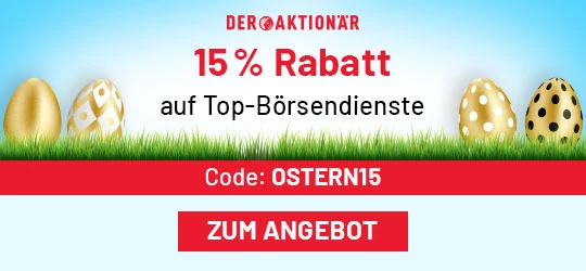 Mit den Börsendiensten holen Sie sich das Profi-Know-how der AKTIONÄR-Redaktion ins Depot. Einfach Dienst auswählen, abonnieren und Sie erhalten regelmäßig die neuesten Empfehlungen unserer Experten. Egal welche Branche, Anlageinstrumente oder welcher Anlagetyp – bei unseren Börsendiensten ist für jeden Anleger etwas dabei. Sichern Sie sich jetzt bis zum 19. April 2022 15 Prozent Rabatt.