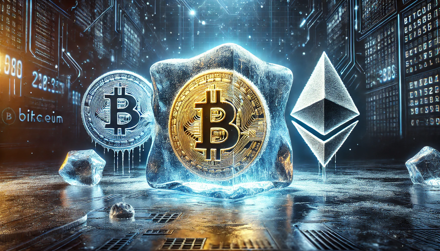 Bitcoin und Ethereum in Schock&#8209;Starre: Hat Trump es sich etwa anders überlegt? (Foto: ChatGPT)