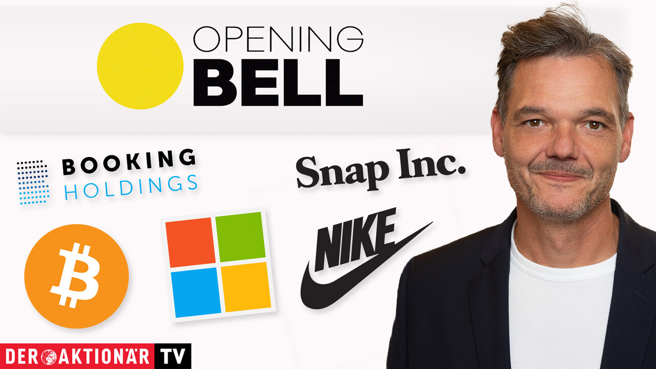 Opening Bell: Dow Jones in Trippelschritten nach oben; Bitcoin, Marathon Digital, Nike, Axon Enterprise, Booking Holdings, Snap, Microsoft im Fokus