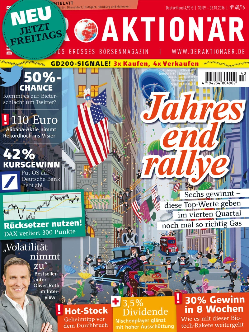 Jahresendrallye: Sechs gewinnt - diese Top-Werte geben im vierten Quartal noch mal so richtig Gas +++ 30% Gewinn in 8 Wochen - Wie es mit dieser Biotech-Rakete weiter geht