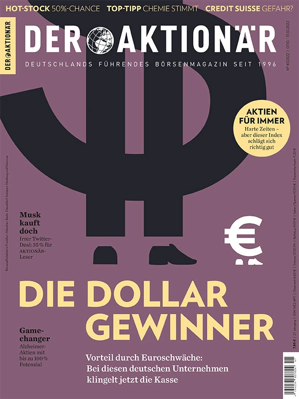DER AKTIONÄR hat für die neue Ausgabe diese Dollar-Gewinner identifiziert, die jetzt stark von der Euroschwäche profitieren und darüber hinaus weitere Gründe für einen Einstieg liefern.