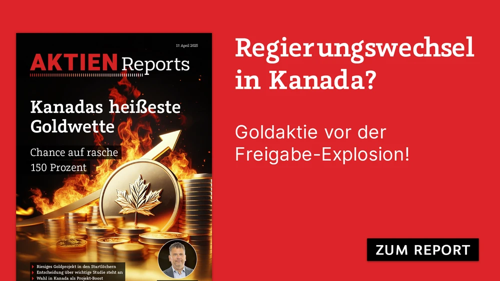 Aktien-Report Kanada Goldwette Banner Werbeartikel