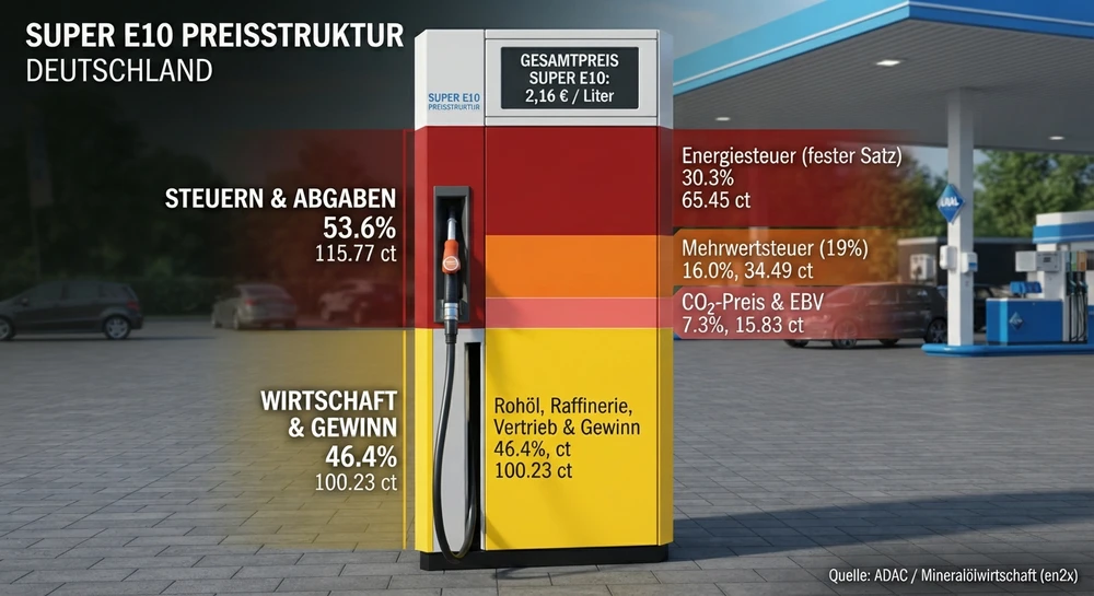 Zapfsäule_Benzinpreis_E10_Ölpreise_Infografik