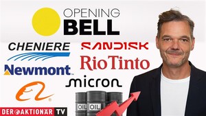 Opening Bell: Wall Street weitet Verluste aus; Dow Jones verliert 250 Punkte; Gold, Öl, Micron Technology, Sandisk, Alibaba, Newmont, Rio Tinto, Cheniere Energy, Vernture Global im Fokus 