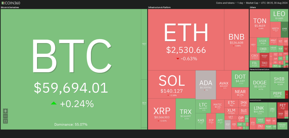 Krypto-Heatmap Coin360 (24h)