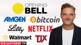 DJ Industrial Average: Opening Bell: Neue Zinshoffnung treibt Wall Street an; Bitcoin‑Crash; Netflix, Amgen, Eli Lilly, Walmart, TJX im Fokus