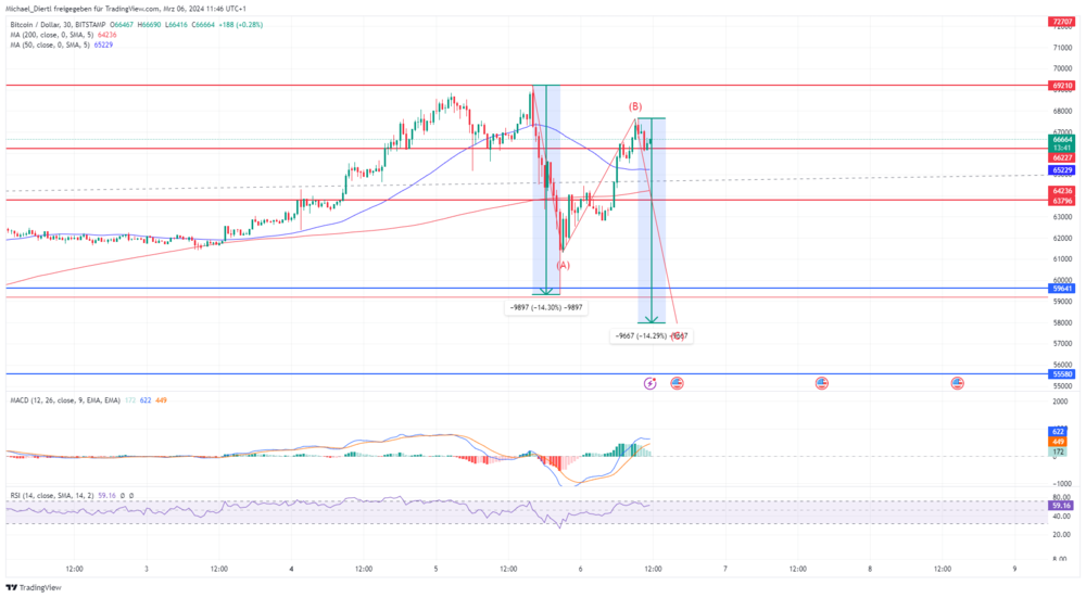 Bitcoin 30-Minuten-Chart in US-Dollar