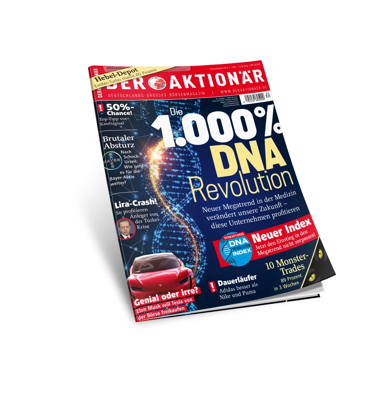 Die 1.000% DNA Revolution: Neuer Megatrend in der Medizin verändert unsere Zukunft - so profitieren Sie! ++ Bayer, Tesla und die Türkei-Krise im Check ++ Heiße Short-Empfehlung