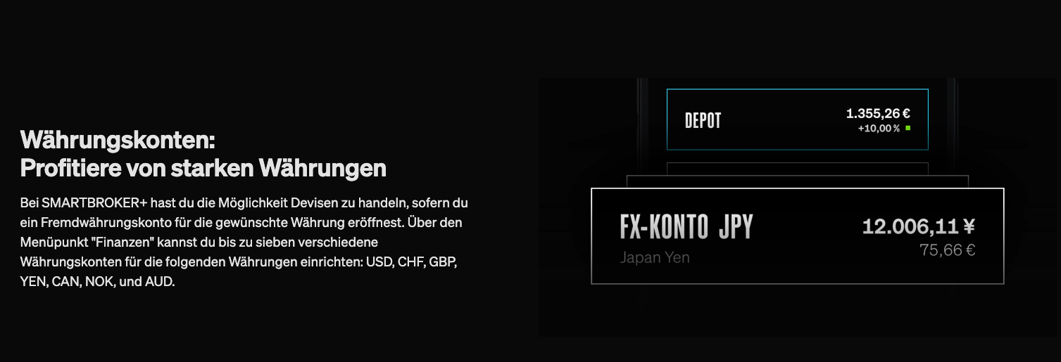 Smartbroker+ bietet Währungskonten an