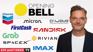 Opening Bell: Wall Street startet freundlich; Sandisk, Micron Technology, SpaceX, Chevron, D‑Wave Quantum, Rivian, First Cash, Grab im Fokus 