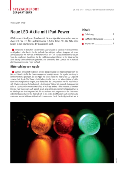 Neue LED-Aktie mit iPad-Power