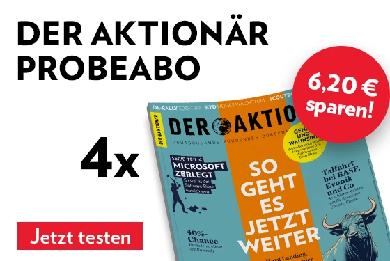 Probeabo 4 Ausgaben des führenden deutschen Börsenmagazins für 25 Euro