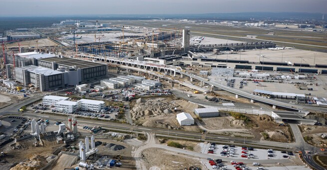 Die Großbaustelle Terminal 3 am Frankfurter Flughafen.