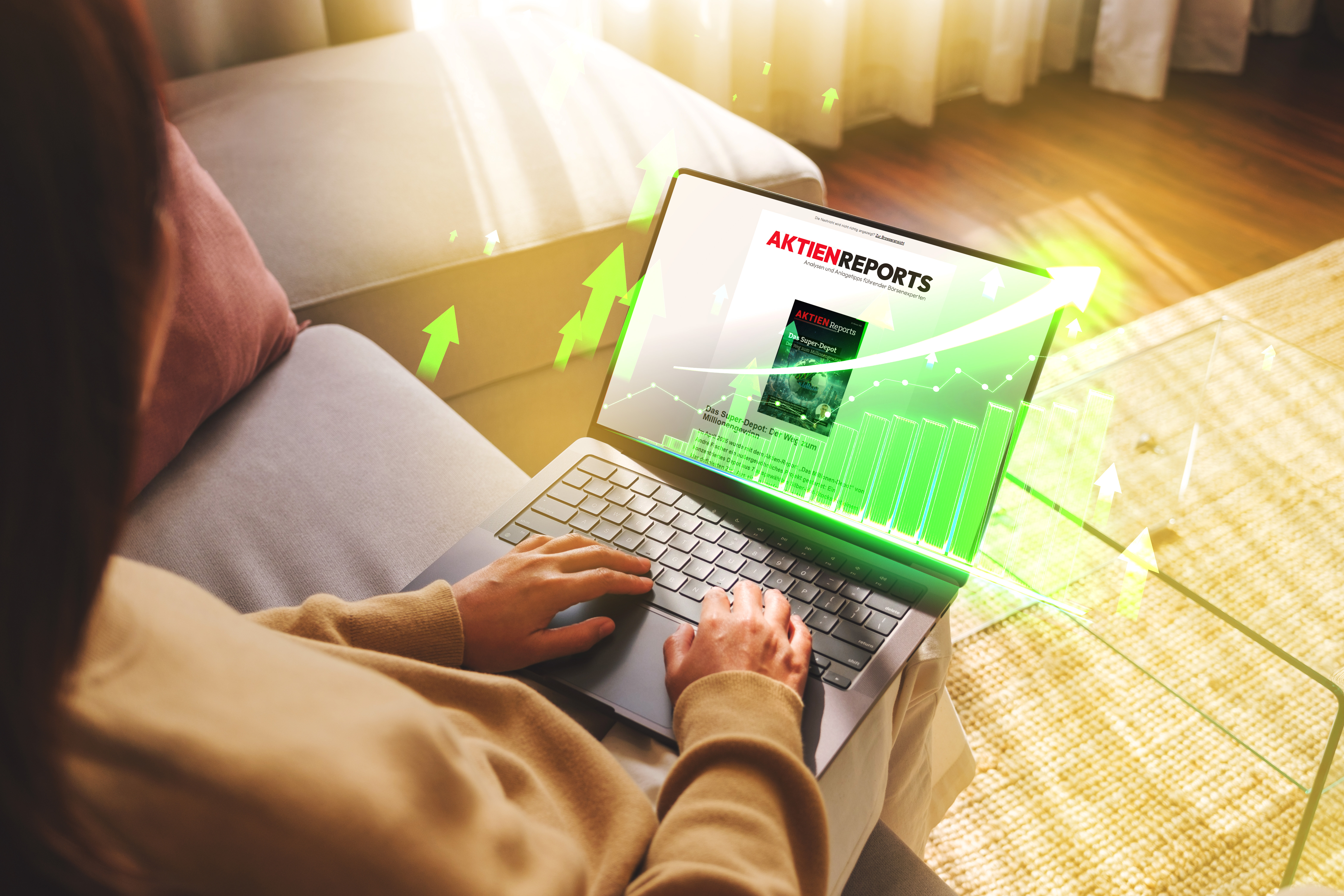 Aktien-Reports Newsletter auf Laptop