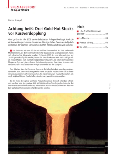 Achtung, heiß! Drei Gold-Hot-Stocks vor Kursverdopplung