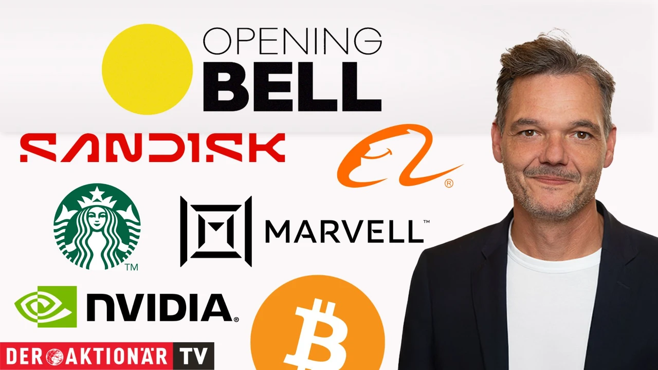 Opening Bell: Wall Street startet richtungslos; Gold, Bitcoin, Walmart, Sandisk, Nvidia, Marvell Technology, Starbucks, Xpeng, Alibaba im Fokus