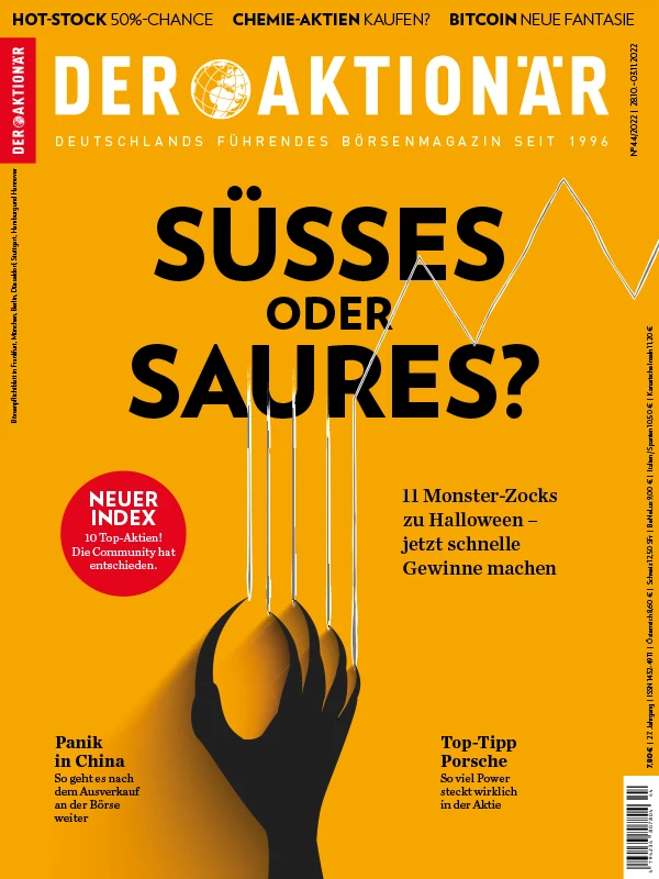 Welche Faktoren für eine starke Rally ab Halloween sprechen und mit welchen entsprechenden 11 Monster-Zocks Sie jetzt schnelle Gewinne machen können, das lesen Sie jetzt in der neuen Ausgabe von DER AKTIONÄR. 