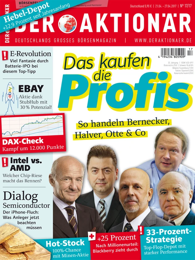 Das kaufen die Profis: So handeln Bernecker, Halver, Otte & Co +++ Intel vs. AMD: Welcher Chip‑Riese macht das Rennen? +++ E‑Revolution: Viel Fantasie durch Batterie‑IPO +++ Dialog und der iPhone‑Fluch