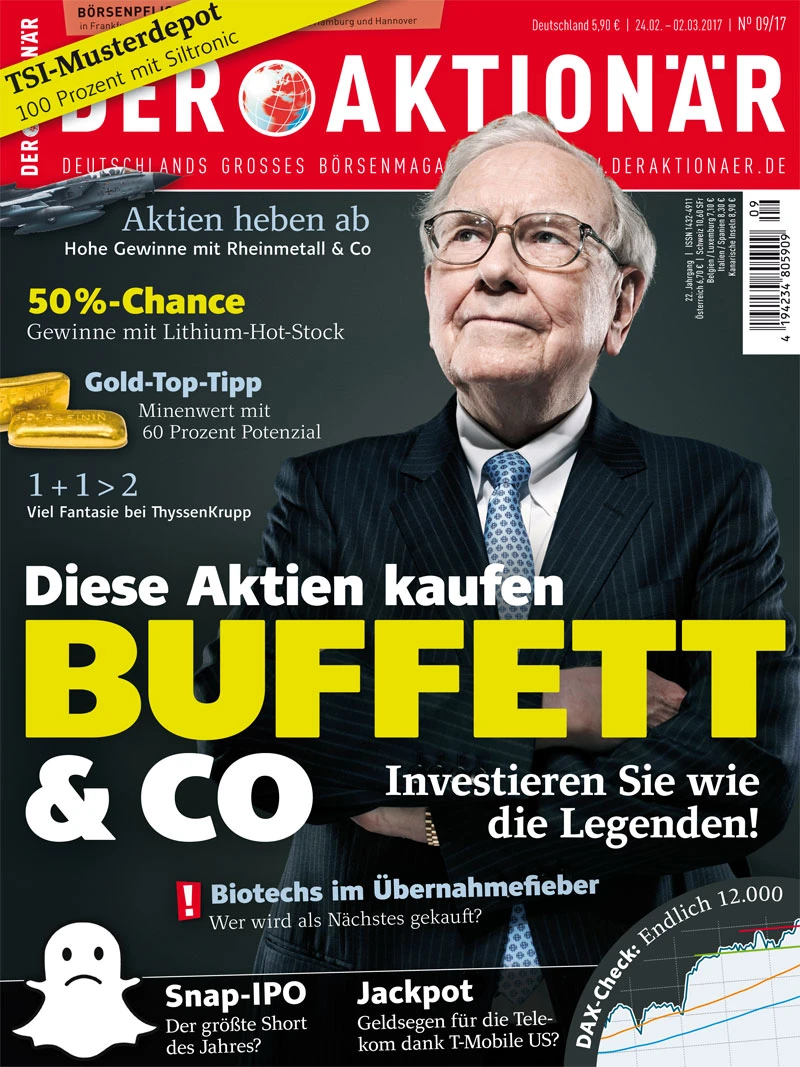 NEUE AUSGABE: Diese Aktien kaufen Buffett & Co: Investieren Sie wie die Legenden! +++ Snap-IPO: Der größte Short des Jahres? +++ Jackpot: Geldsegen für die Telekom dank T-Mobile US?