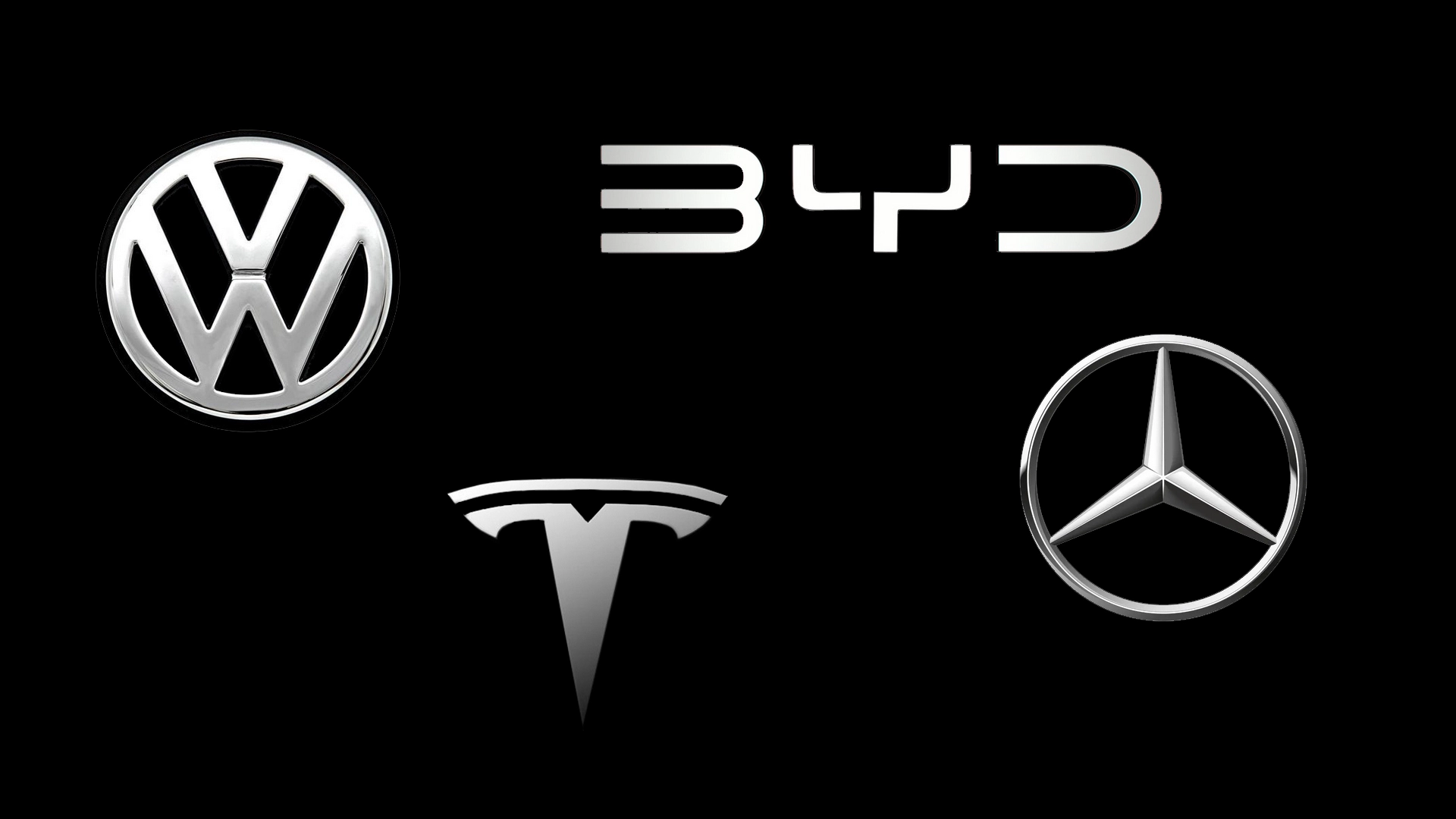 Mercedes, Volkswagen oder doch BYD? Bei welcher Autoaktie jetzt bis zu 40% Kurschance drin ist (Foto: VW, Mercedes-Benz, Tesla, BYD)