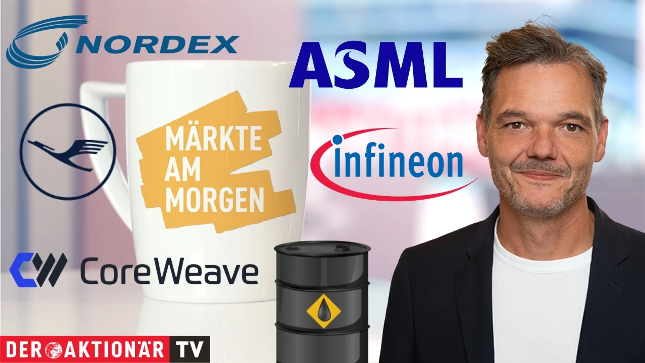 Märkte am Morgen: DAX startet behauptet; Rohöl, Coreweave, Infineon, ASML, Lufthansa, Nordex