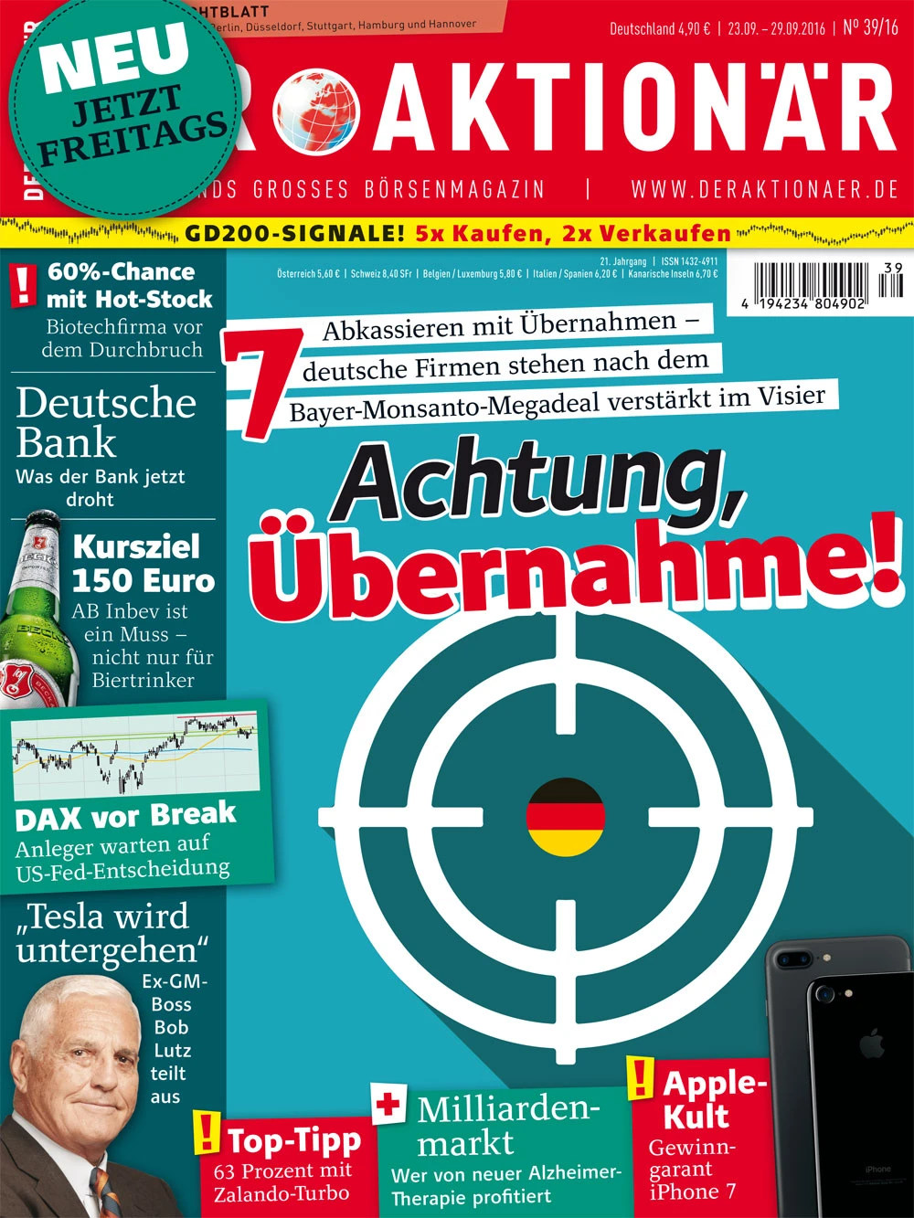 Abkassieren mit Übernahmen - Diese 7 deutschen Firmen stehen nach dem Bayer-Monsanto-Megadeal verstärkt im Visier +++ 60%-Chance mit Biotechfirma +++ 